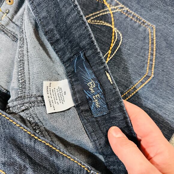 vintage retro y2k dark wash ultra micro mini low rise denim skirt blue epic 10 - Picture 6 of 6